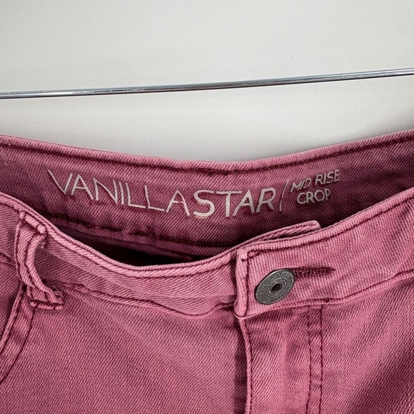 Vanilla Star Juniors burgundy Mid Rise Crop Jeans -13 - Picture 2 of 8